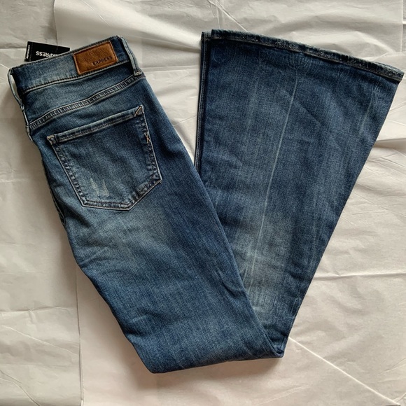 express bell flare mid rise jeans